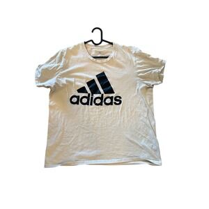 Adidas Amplified Tee Womens XL Beige Short Sleeve Crew Neck Logo T Shirt
